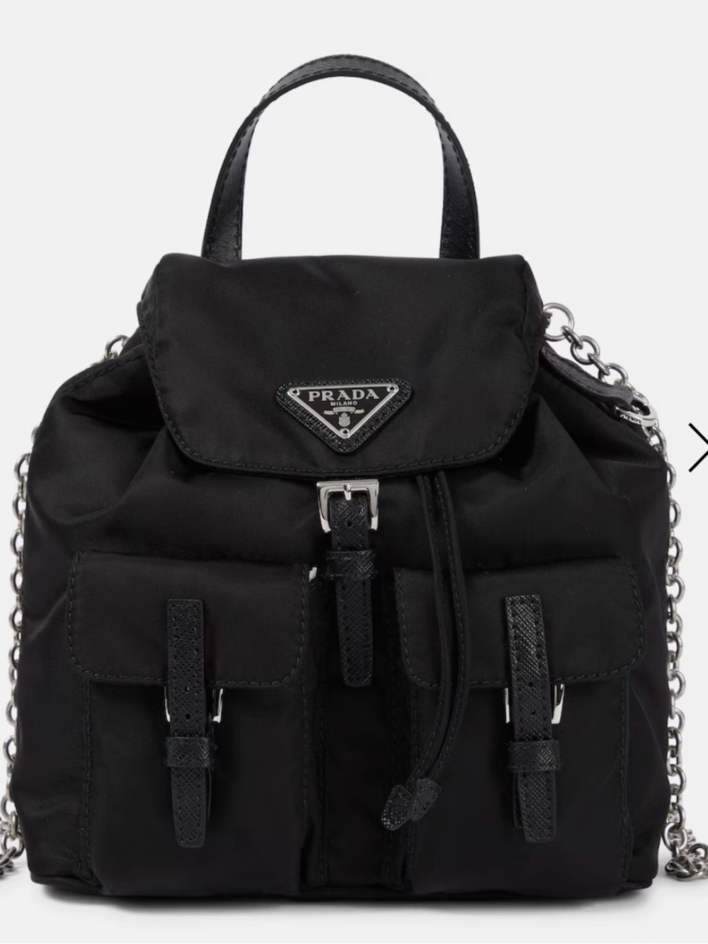 PRADA Mini nylon backpack on chain